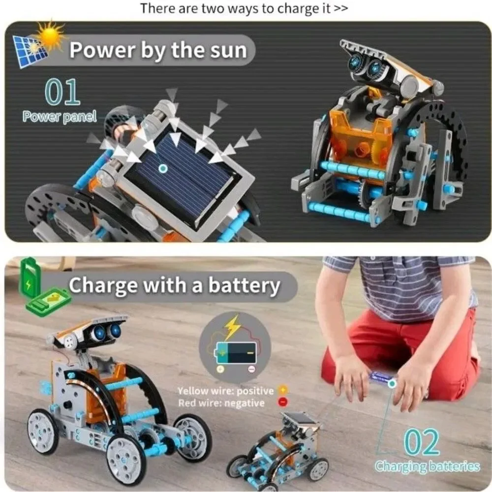 NEW-Science STEM Solar Powered Robot Kit 12-in-1 Science Toys for Kids Age 8+